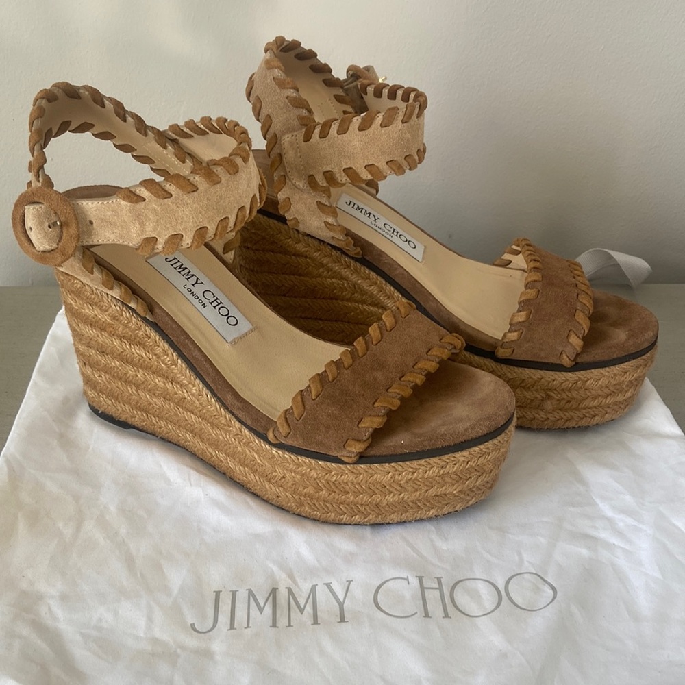Jimmy Choo Platform Espadrille Wedge Abigail Size 38